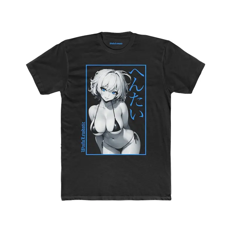 Lewdatic H*ntai Синяя мужская хлопковая футболка Crew