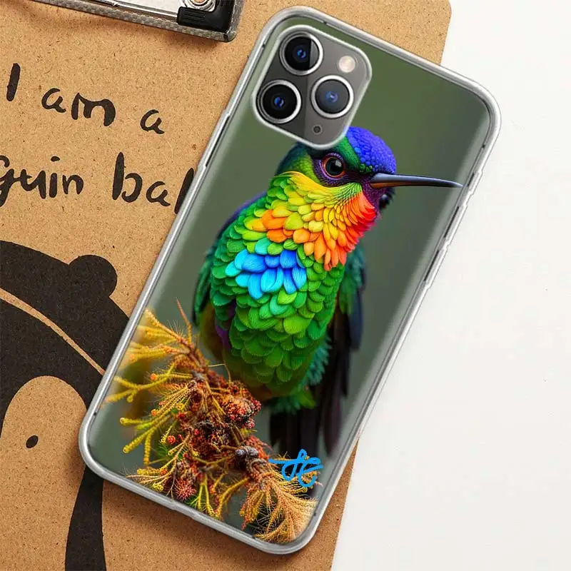 Фото Чехол «Колибри» для Apple iPhone 12 13 Mini 14 Plus 16 15 Pro Max 11 X XS Max, прозрачный защитный чехол из ТПУ, чехол Funda №2