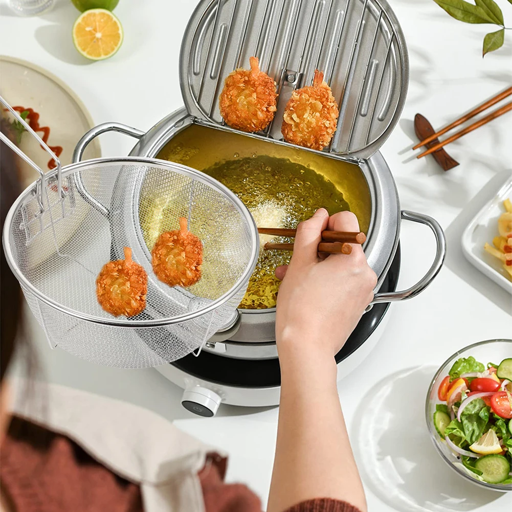 ~ Корзина для глубокой жарки из нержавеющей стали, глубокая жаровня, проволочная сетка для фритюрницы с французским чипом, корзина с фильтром Fryi1ng с ручкой, дуршлаг Wi1re (art.: 3920c9ed4d6b3) - 3920c9ed4d6b3