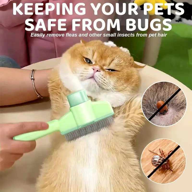 Dog Grooming Comb Self-Cleaning Pet Detangling Brush Dog and Cat Slicker Comb for Pets Shedding Grooming Brush To Remove Knots