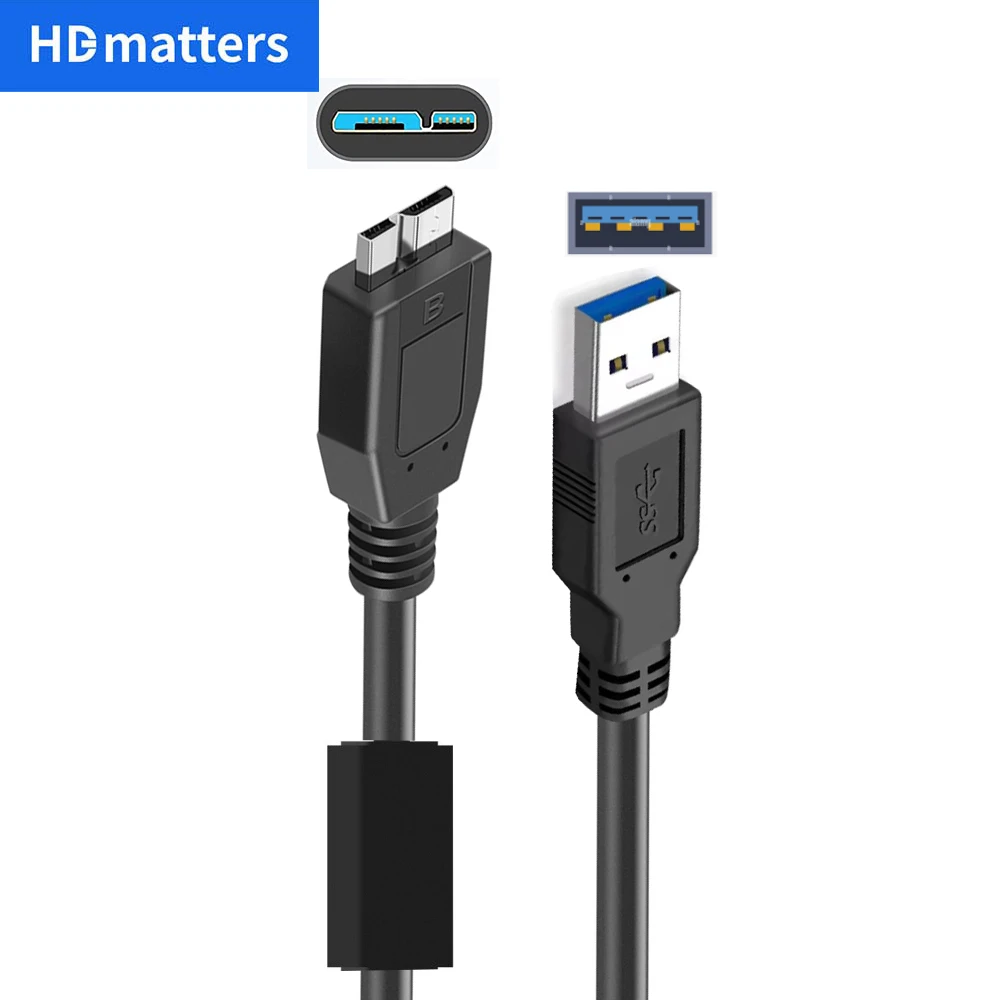 Стандартный кабель Micro USB 3.0 для передачи данных от HDmatters Идеально подходит для внешнего кабеля WD Toshiba Seagate La...