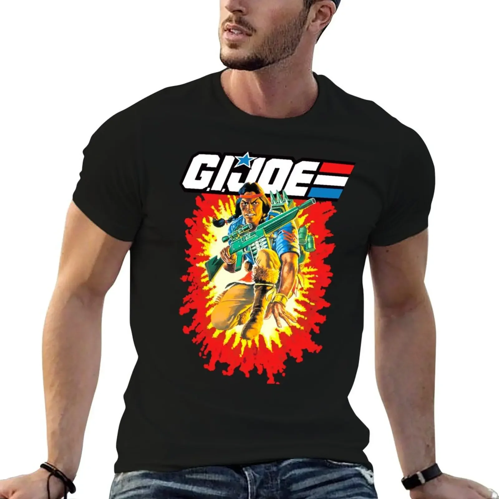 Футболка с дизайном игрушечной карты GI Joe Spirit, одежда больших размеров, черные футболки с изображением принца для мальчиков, черные футболки для мужчин