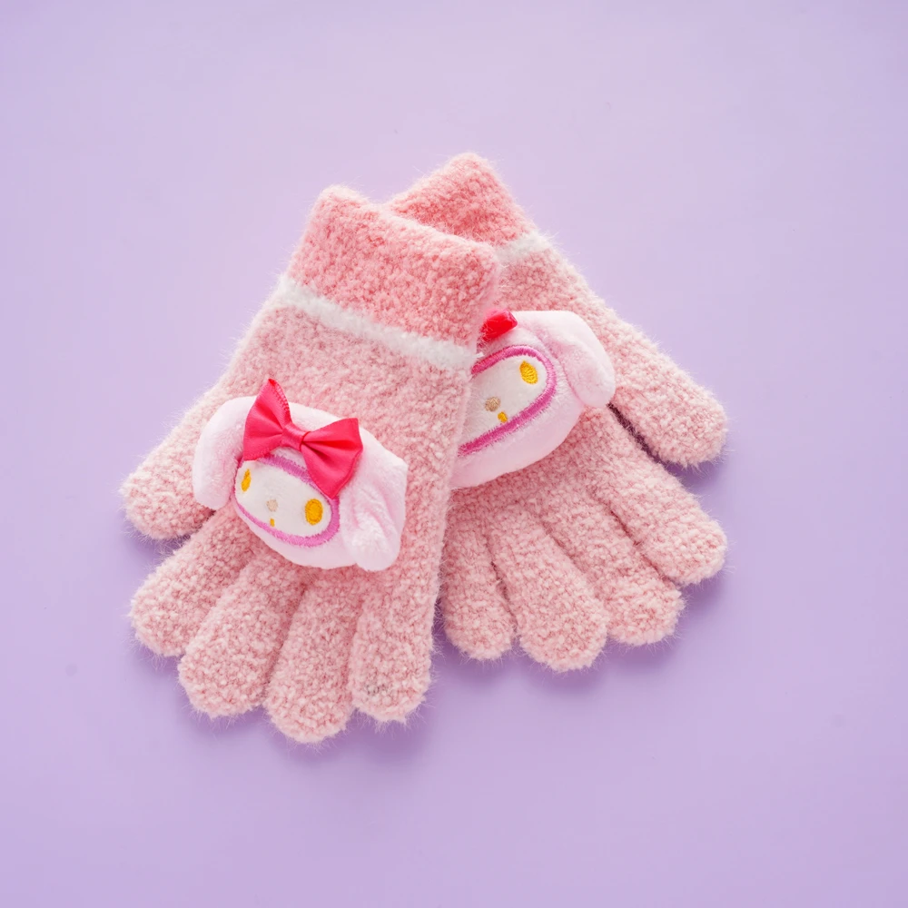 Детские зимние плюшевые перчатки Kuromo Cinnamoroll Melody с пятью пальцами, вязаные детские аксессуары для мальчиков и девочек (art.: 3920c3c742b65) - 3920c3c742b65