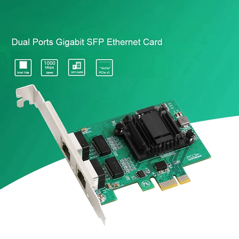 Фото 2 х Двухпортовая гигабитная Pcie сетевая карта 1000M, двойной адаптер Ethernet с 82571EB сетевая карта LAN для Windows №2