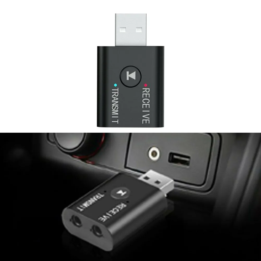 Фото Bluetooth-Совместимость 5,0 передатчик приемник 2 в 1 беспроводной аудио 3,5 мм USB Aux адаптер замена автомобильные аксессуары №3