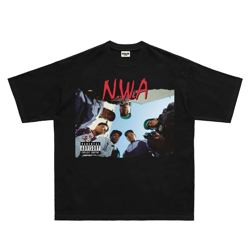 N.W.A gangster рэп хип-хоп принт ретро рэп уличный топ из чистого хлопка с короткими рукавами