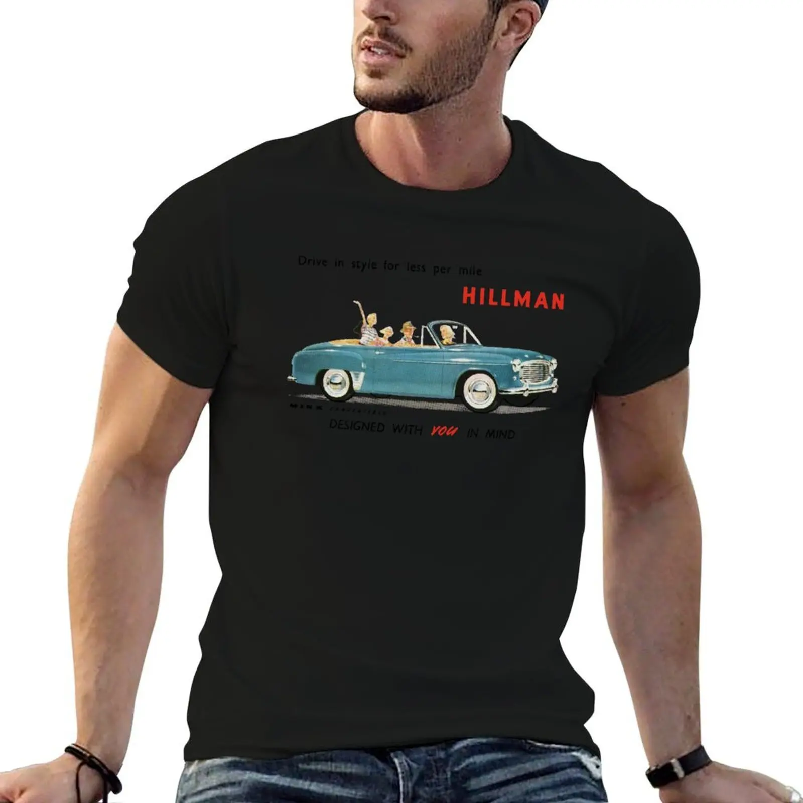 Фото Футболка HILLMAN MINX CONVERTIBLE, мужские футболки для мужчин, повседневные футболки, футболка из 100% хлопка №4