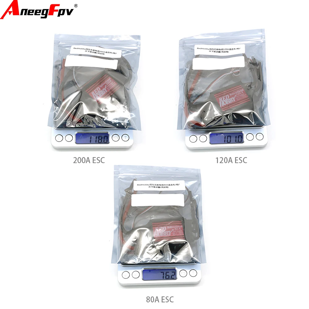 RedHobby 200A 80A 120A двунаправленный бесщеточный ESC для дистанционного управления автомобиля, лодки, пневматический подводный гребной винт