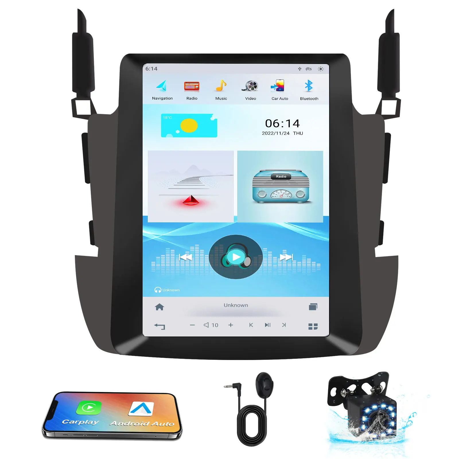 Автомагнитола Carplay, 2 Din, 12,1 дюйма, GPS-навигатор, MP5, Wi-Fi, FM, BT