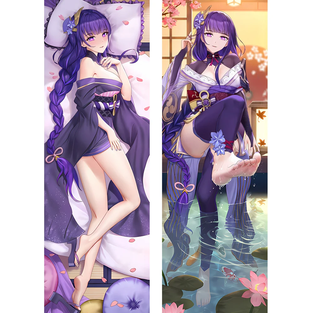 Sarung bantal Genshin Impact Raiden Shogun sarung Cosplay Аниме Dakimakura bantal lembut
