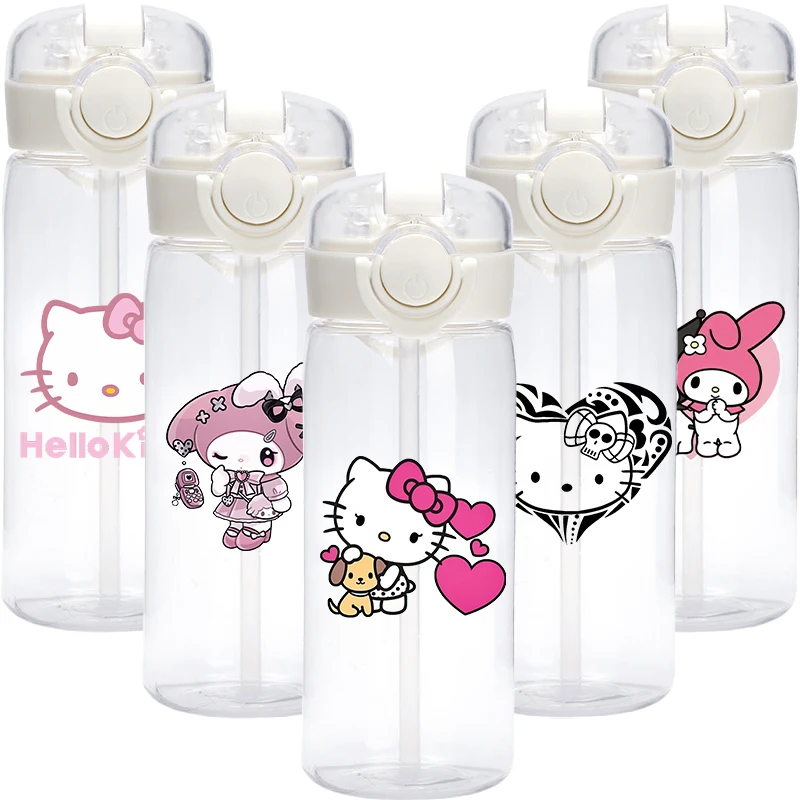 Y2k Kawaii Hello Kitty Kuromi My Melody 400 мл бутылка для воды детский портативный спортивный герметичный пластиковый чайник чашка подарки