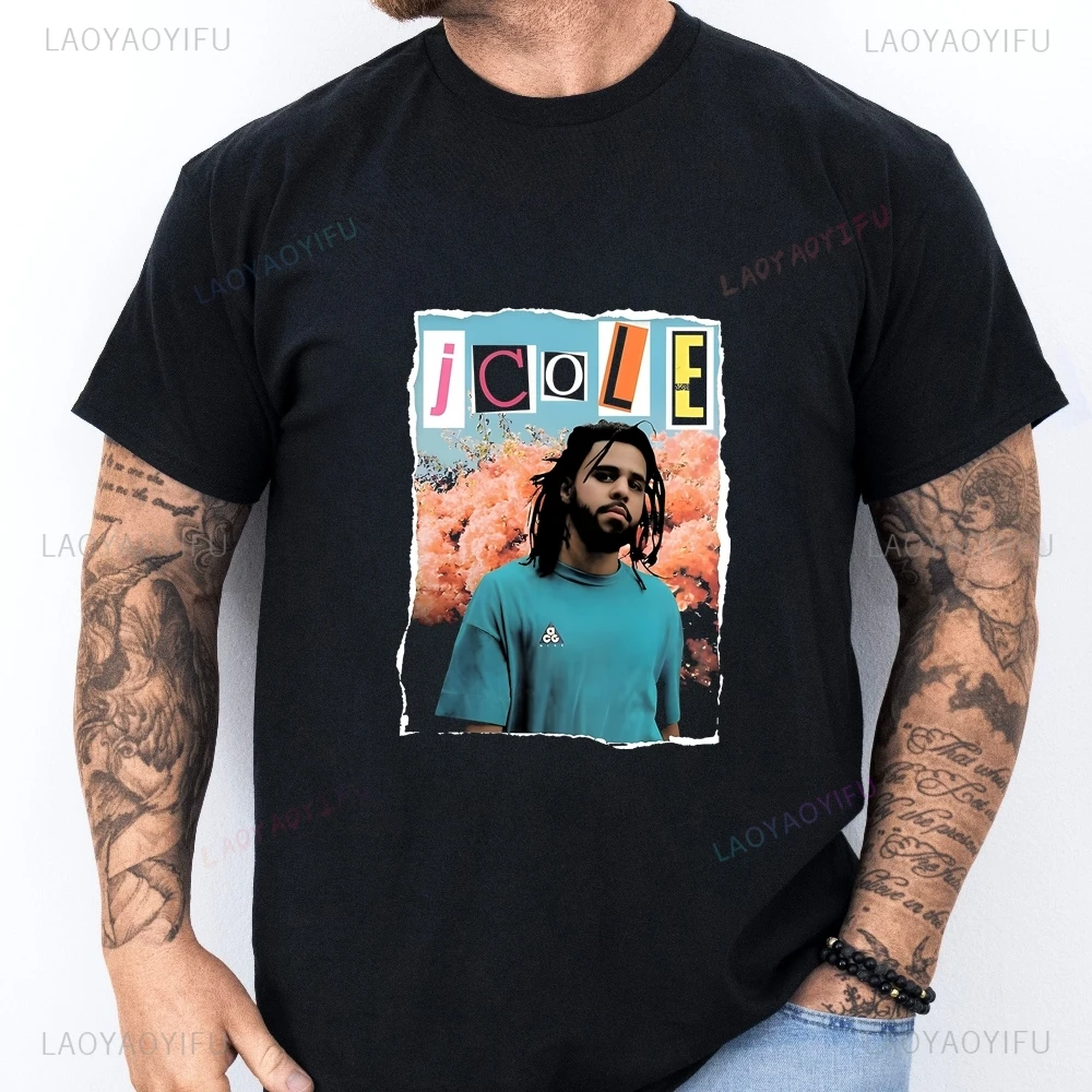 Футболка с принтом J Cole — уличная рубашка унисекс с короткими рукавами, подходящая для мужчин и женщин — футболка большого размера с узором