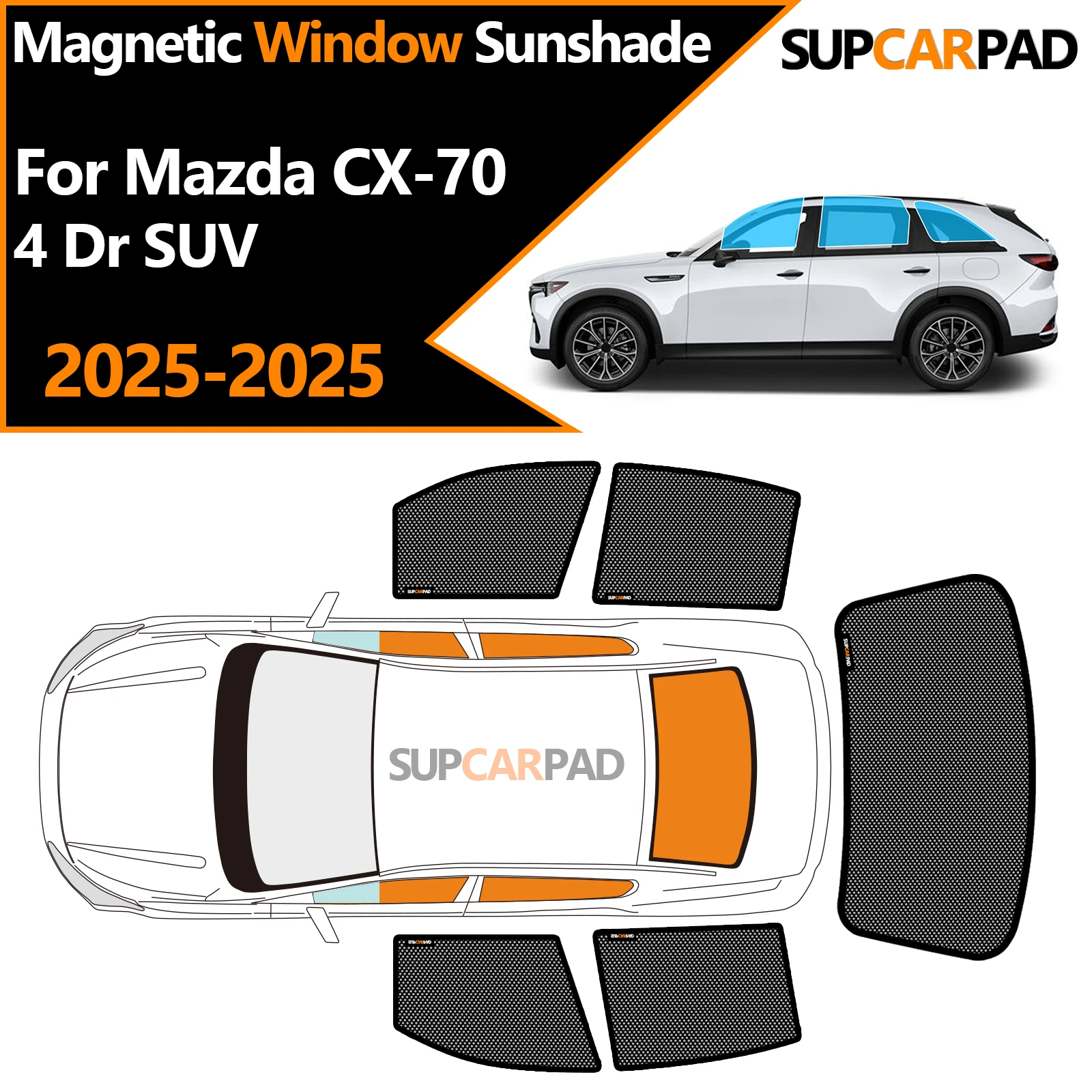 Солнцезащитный козырек на окно автомобиля на заказ для Mazda CX-70 4 Dr SUV 2025-2025, магнитная занавеска, сетчатая занавеска на переднюю лобовое стекло