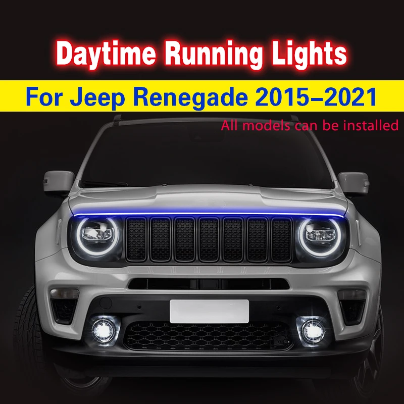 1 шт. для Jeep Renegade 2015-2021 светодиодные дневные ходовые огни DRL 12 В Универсальная автомобильная водонепроницаемая гибкая декоративная окружающая лампа