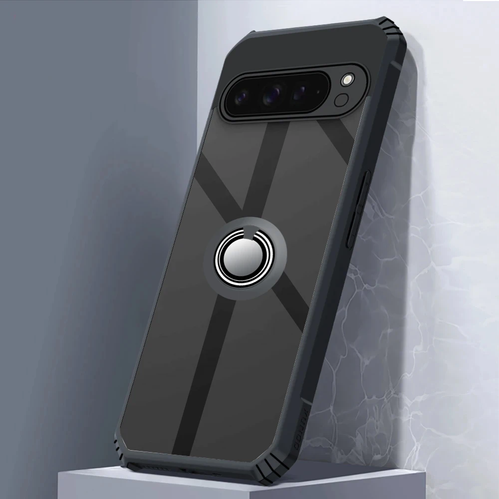 Чохол Pixel 9Pro Прозора акрилова рамка з ТПУ для Google Pixel 9 Pro XL Pixel 9 9Pro Магнітний тримач Кільце Протиударний Armor Coques
