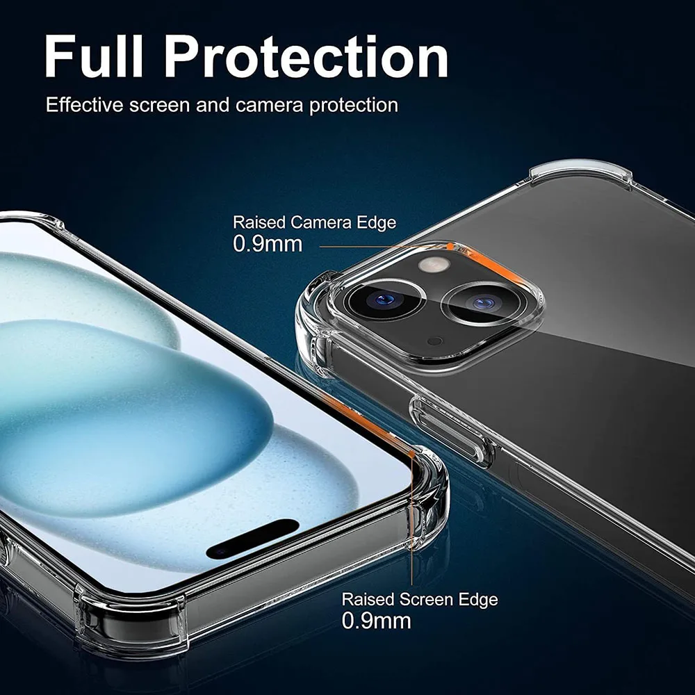 Фото Противоударный чехол для iPhone 16, 15, 14, 13, 12, 11 Pro Max, ультратонкий силиконовый мягкий прозрачный чехол для Apple 13 12 Mini 15 14 Plus Cover №4