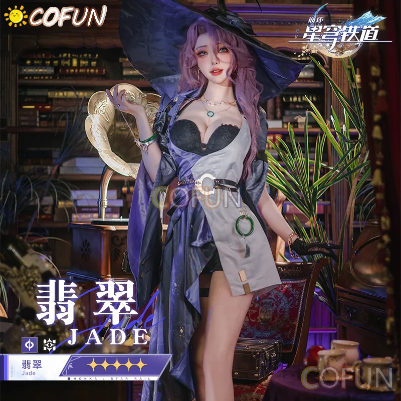 COFUN игра Honkai звезда рельс Нефритовая рельса костюм для косплея пальто платья шапка полный комплект для девочек женские костюмы на Хэллоуин