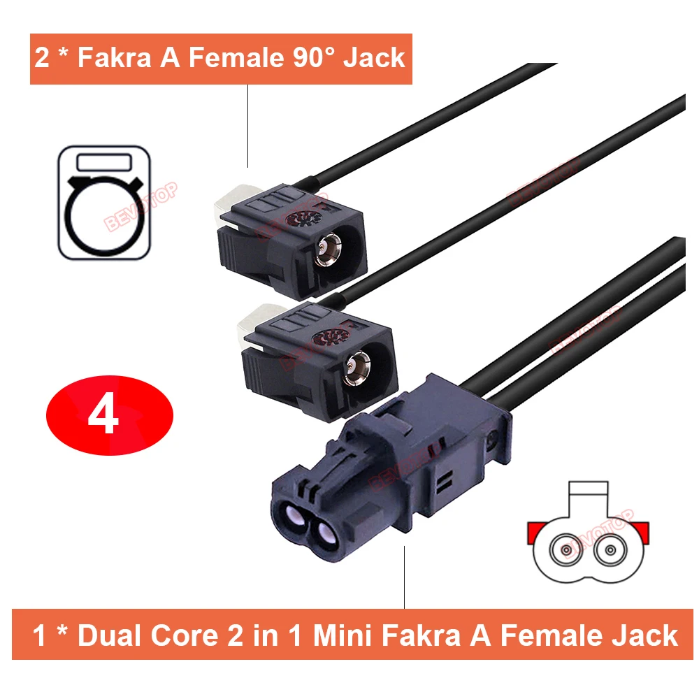 1 шт. RSBG Versio двухъядерный 2-в-1 Mini Fakra A до 2 Fakra A штекерногогнездового разъема RG174 кабельный жгут проводов BEVOTOP (art.: 3920cd603dc26) - 3920cd603dc26