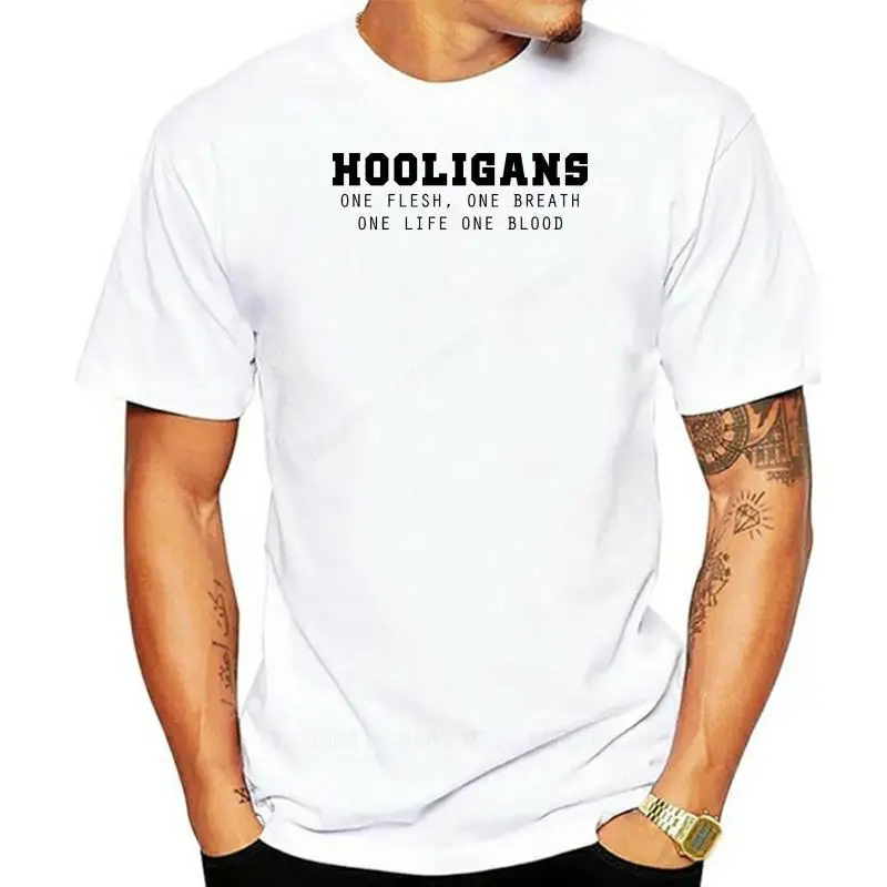 Брендовые топы для мужчин Hooligans Ultras Group Мужская белая хлопковая футболка хорошего качества Футболки Летняя новинка с короткими рукавами Футболка