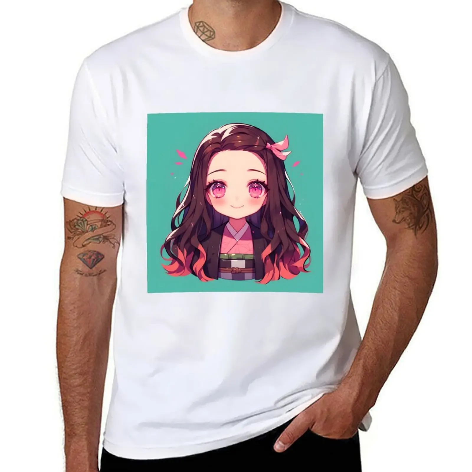 Nezuko DS милая аниме девушка-футболка в стиле чиби забавные футболки темный юмор мужская футболка хлопок 100% футболка