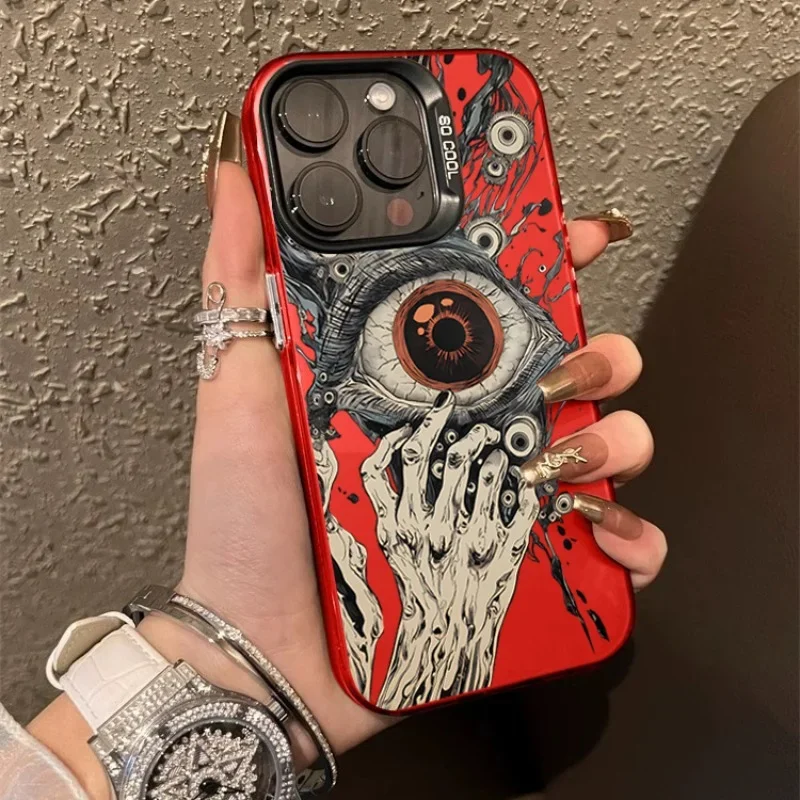 Крутой стильный темно-красный чехол Demon Eye для iphone 16 15 14 13 PRO MAX 11 12 13 PRO XR 7 8 PLUS 2020 Противоударный стильный задний чехол