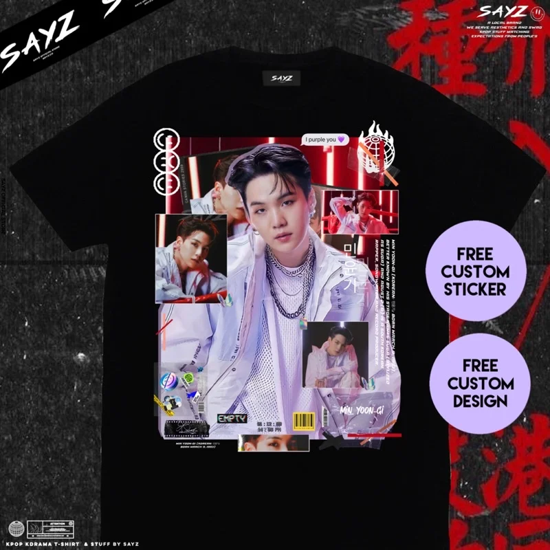 Футболка Kaos Suga Min yoon-gi для мужчин и женщин, армия