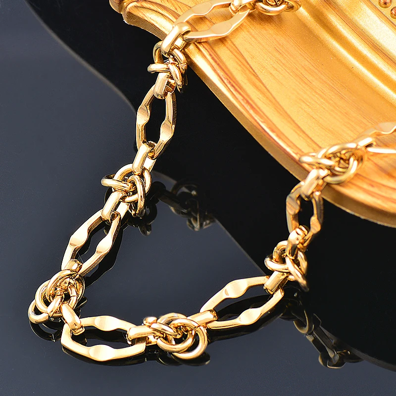SINLEERY 316L Stainless Steel Irregular Shape Hollow Necklace For Women Gold Silver Color Neck Chain Fashion Jewelry DL040 SSB