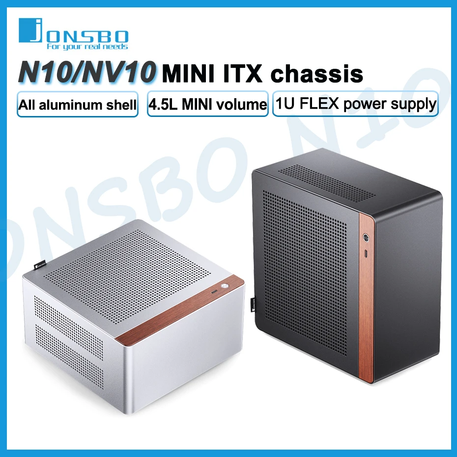 Корпус JONSBO N10/NV10 MINI ITX поддерживает источник питания 1U FLEX, корпус для настольного офисного компьютера из алюминиевого сплава