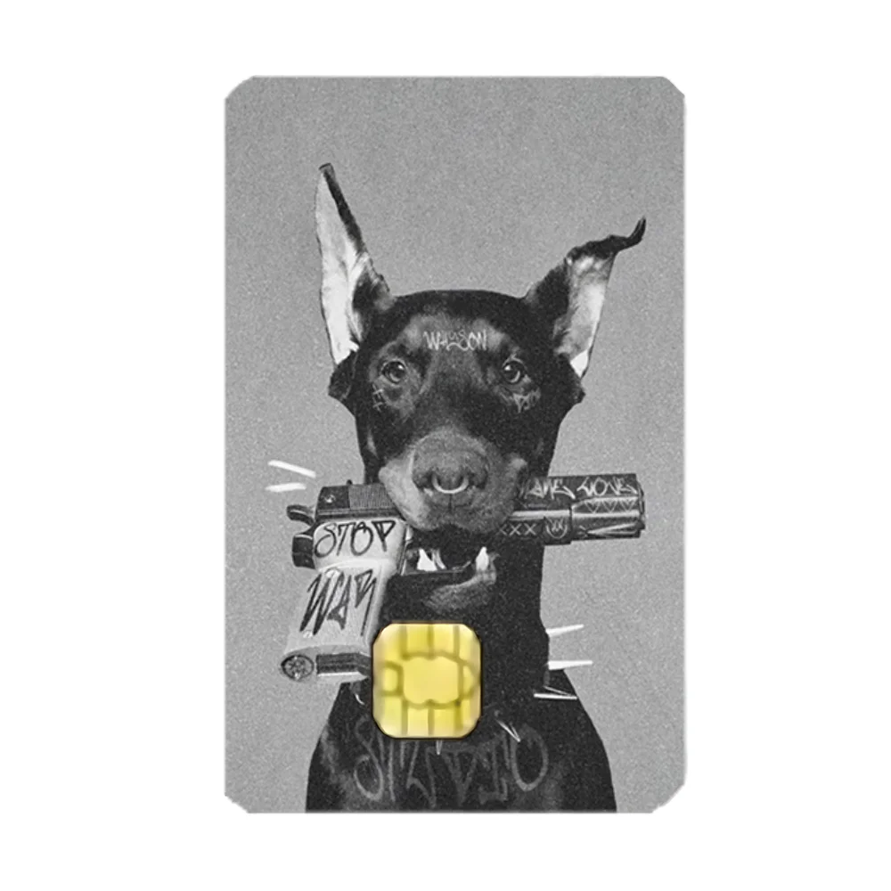 Фото Доберман собака наклейки мультфильм кредитная карта Visa дебет банк зарядная карта автобус метро водостойкая наклейка наклейка украшение №5