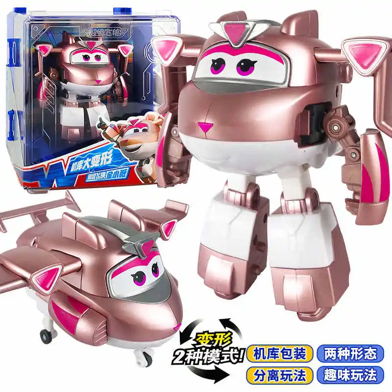 Фото Новый горячий Super Wings, большая трансформация, аниме-трансформер, плоский робот, экшн-персонаж, игрушка-трансформер, детский подарок №3