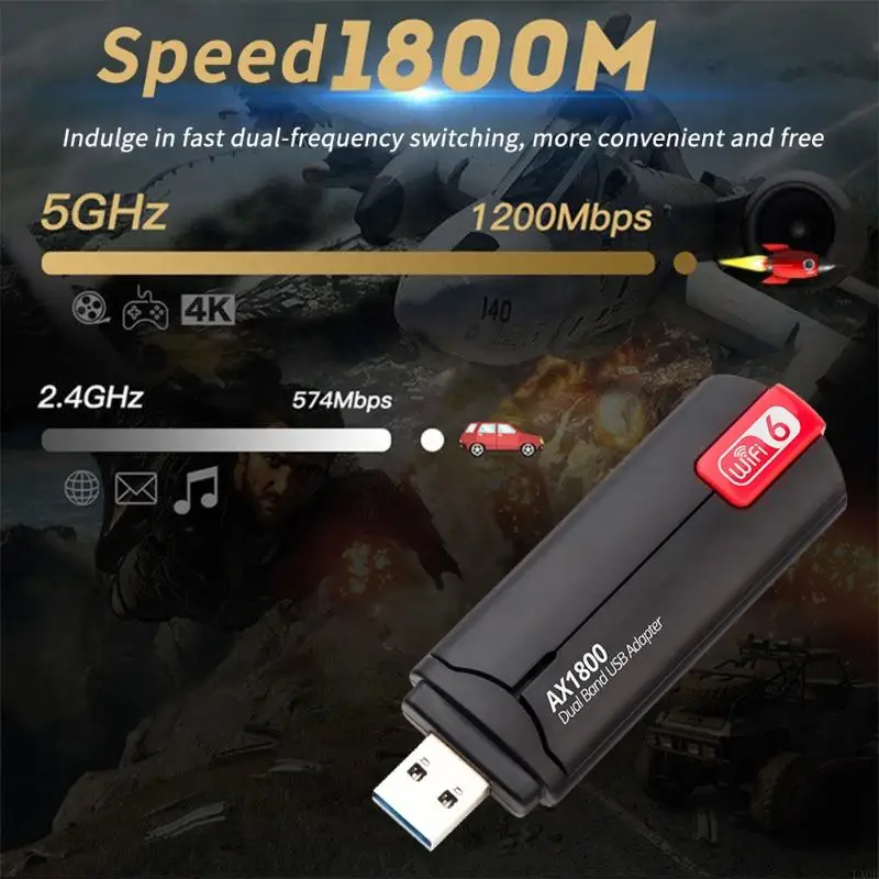 Фото LX0B Mini Wi -Fi 6 AX1800 USB3.0 Adapter Adapter Двойной беспроводной гигабит сетевой карты №3