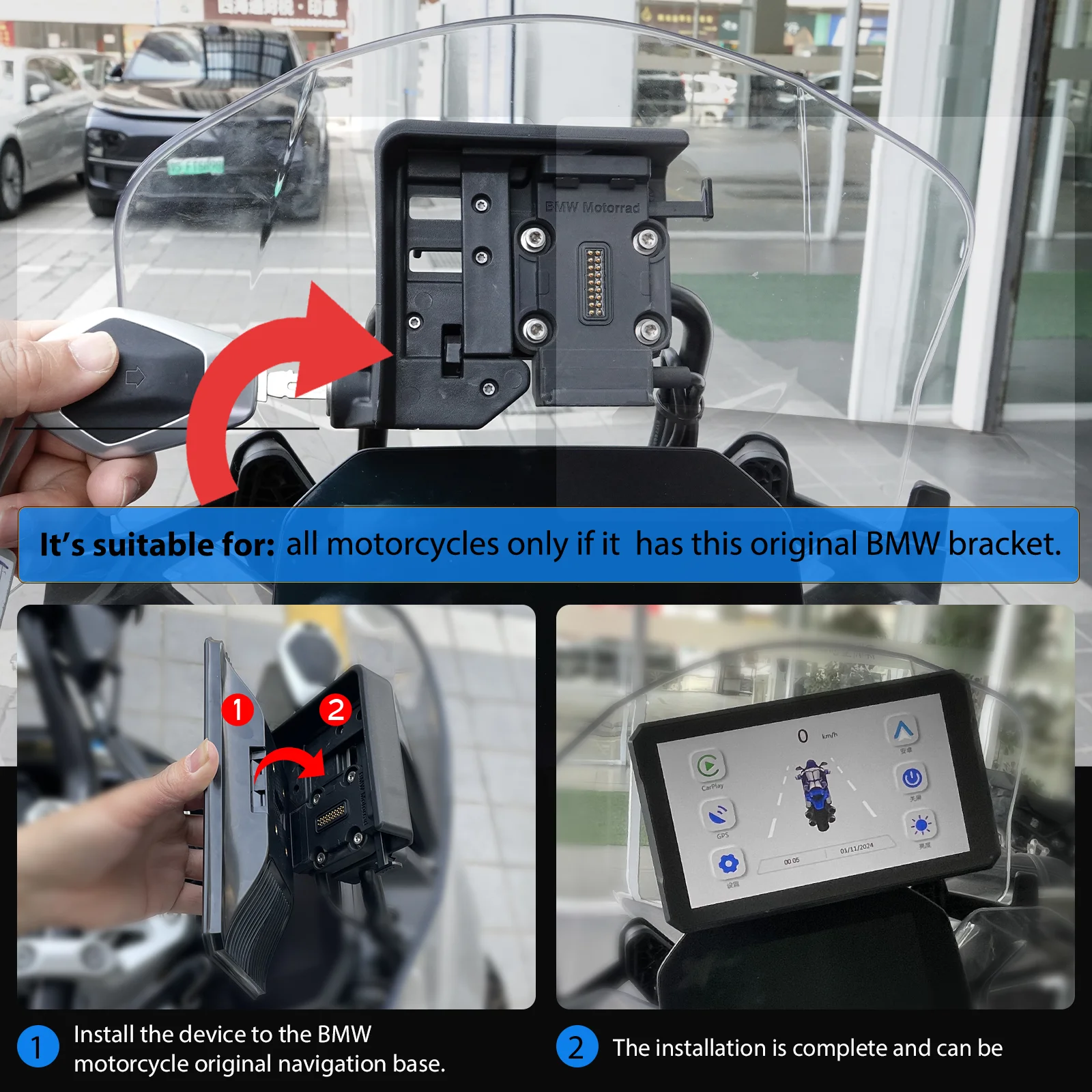 Фото Android Auto для BMW Motorcycle Carplay M1000 XR R1200GS R1250GS S1000XR S1000RR R1300GS K1600 Беспроводная навигация 7-дюймовый №2