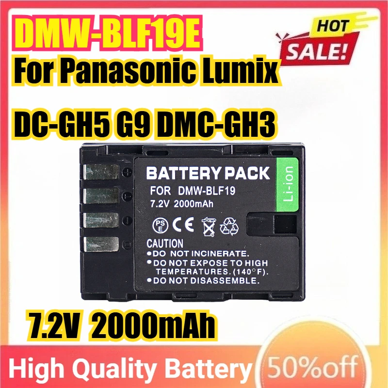 DMW-BLF19E DMW-BLF19 7,2 В 2000 мАч DMW-BLF19PP аккумулятор для камеры Panasonic Lumix DC-GH5 G9 DMC-GH3 DMC-GH3K GH4 GH4K