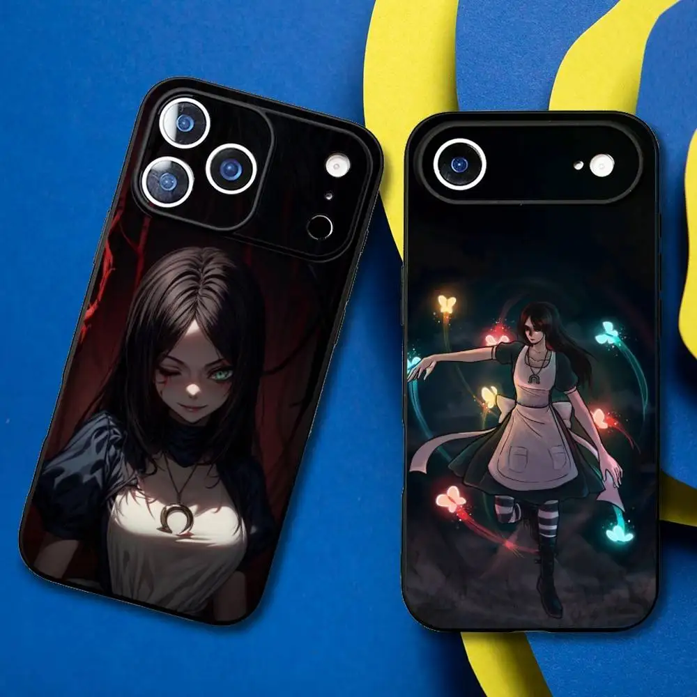 Чехол для телефона Alice Madness Returns для iPhone 17,16,15,14,13,12,11 Plus, мягкий черный чехол Pro Max