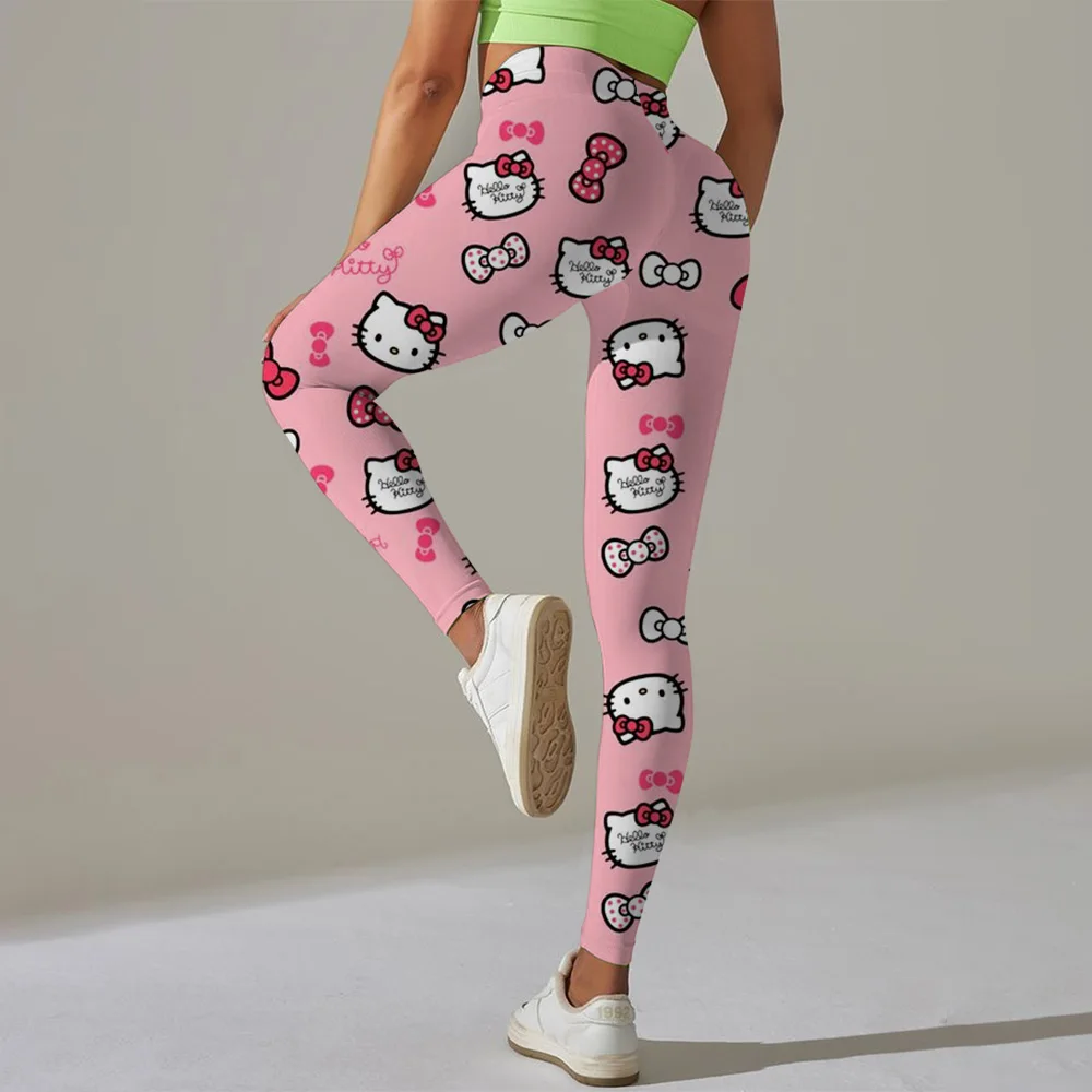 Спортивные леггинсы с принтом Hello Kitty, женские эластичные спортивные штаны, женские леггинсы для бега и тренировок, женские мягкие колготки, штаны для йоги с эффектом пуш-ап (art.: 3920cf837352f) - 3920cf837352f