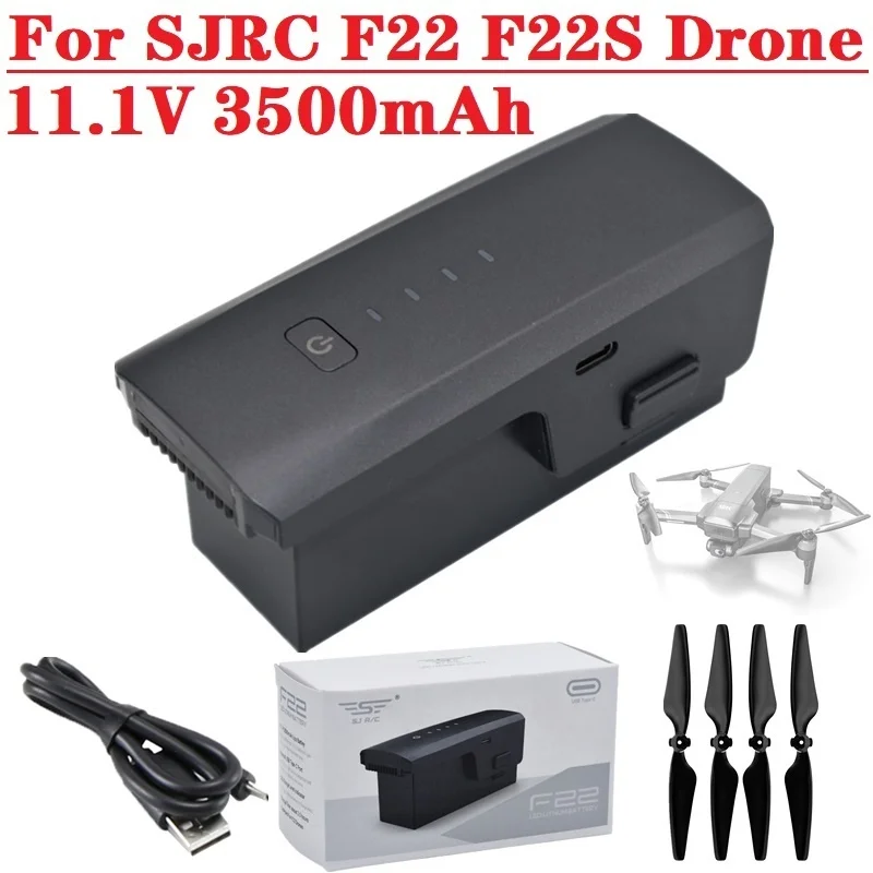 Оригинальный аккумулятор для SJRC F22S /F22 4K PRO, батарея для дрона с GPS, 11,1 В, 3500 мАч, зарядное устройство с USB, пропеллер, запасные части для квадрокоптера с дистанционным управлением