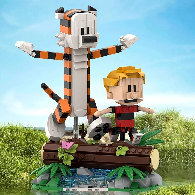 Новая игра MOC для стрельбы, строительные блоки Calvined и Hobbes Tiger, модель, классические аниме фигурки, блоки, детские игрушки-пазлы, подарок