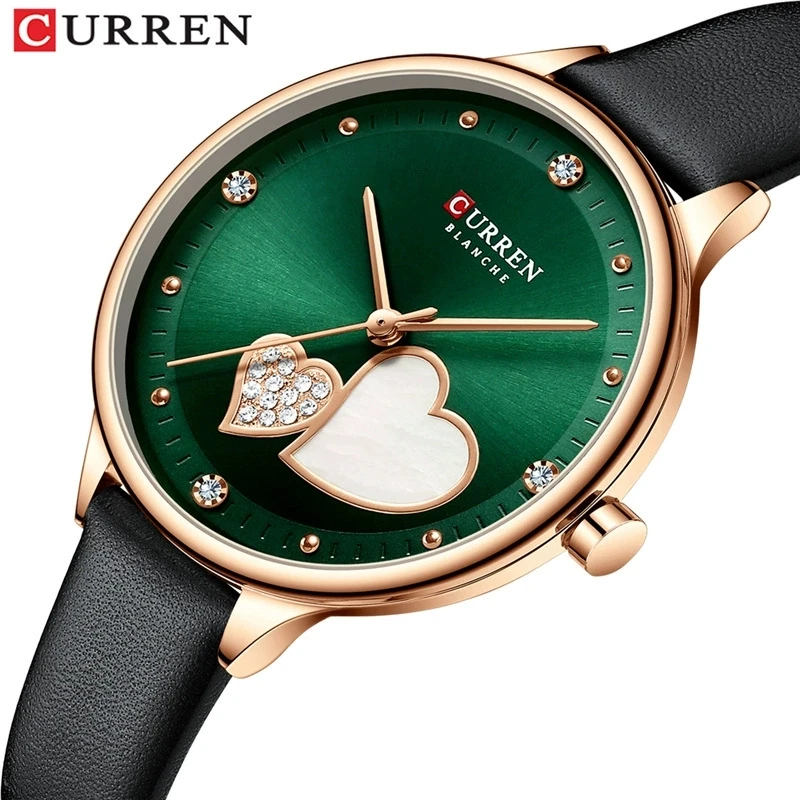 CURREN 9077, модные кожаные часы для женщин, кварцевые женские наручные часы, роскошные повседневные часы Zegarki relojes para damas