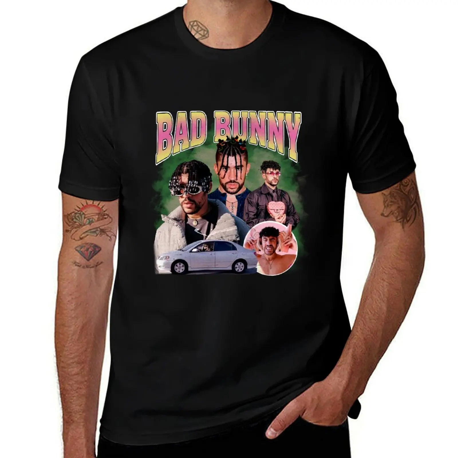 Bad Bunny 90s Vintage x Bootleg Style Rap T-Shirt мужские футболки с рисунком черная хлопковая футболка однотонная для мужчин посылка футболка