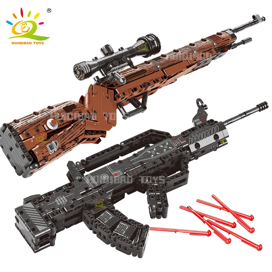 HUIQIBAO 95 автоматические строительные блоки для мальчиков DIY Kar 98K Tech Gun Развивающая игра для стрельбы Кирпичи игрушки для детей
