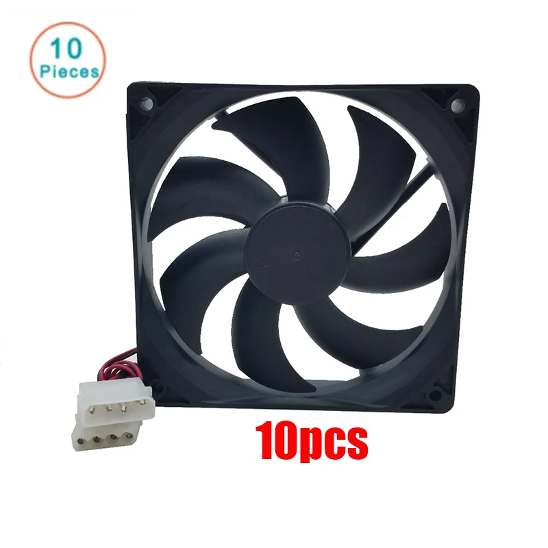 10 шт PC molex компьютерный чехол 12025 12 см 120 мм 25 мм DC 12 В черный 4Pin мужской/женский вентилятор охлаждения