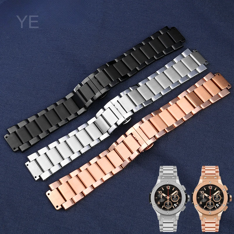 Ремешок из нержавеющей стали для Yubo Classic Fusion Hublot Big Bang, водонепроницаемый однотонный браслет для наручных часов, 27 х19 мм