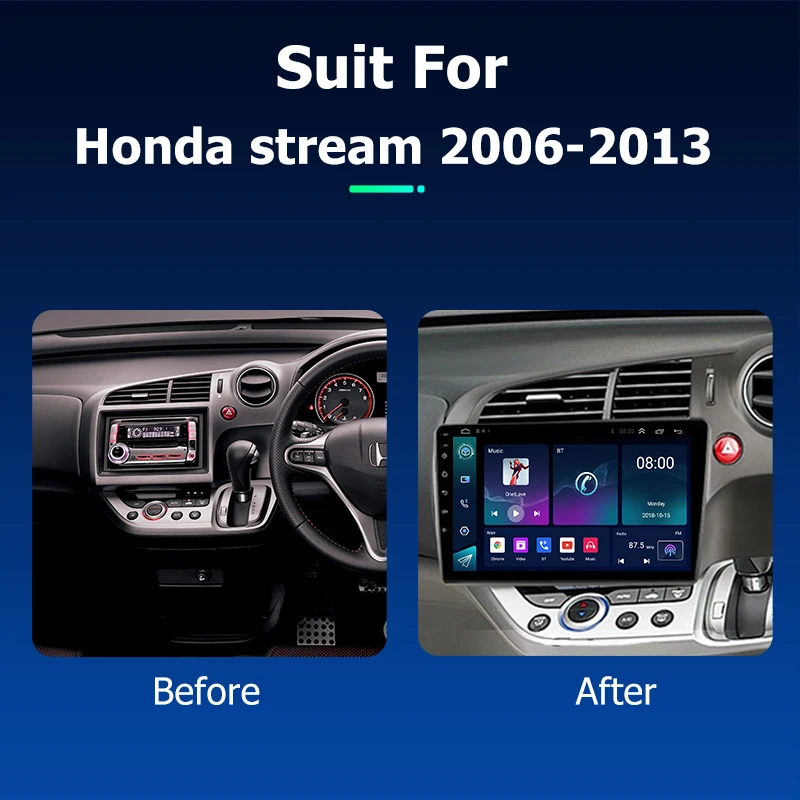 Фото Автомагнитола 9 дюймов Android 12,0 для Honda stream 2006 2013, GPS-навигация, мультимедийный плеер, стерео головное устройство WIIF Carplay 2 Din №2