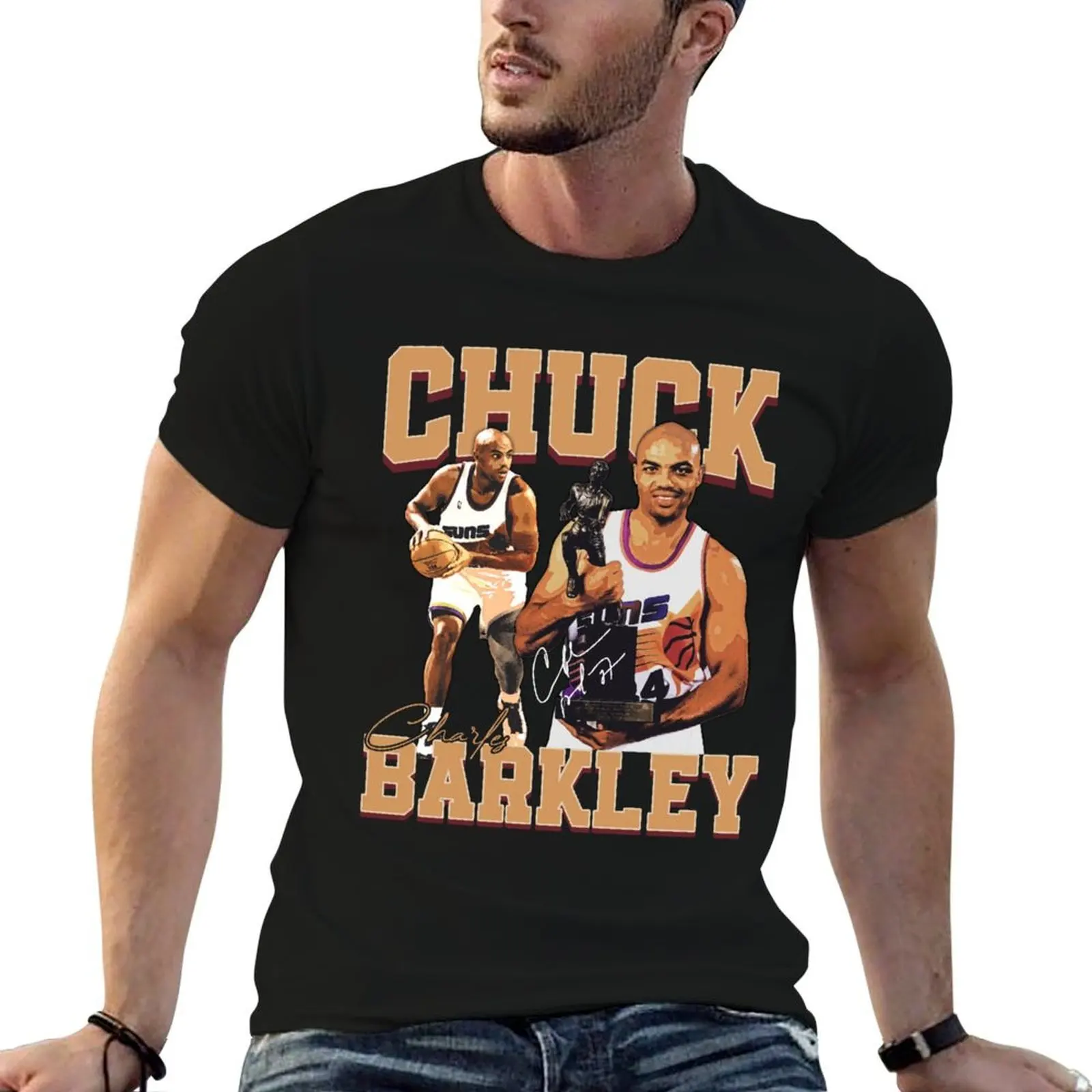 Фото Винтажная футболка Sir Charles Barkley Chuck Basketball в стиле ретро 80-х 90-х годов в стиле рэп мужские футболки для мужчин футболка №4