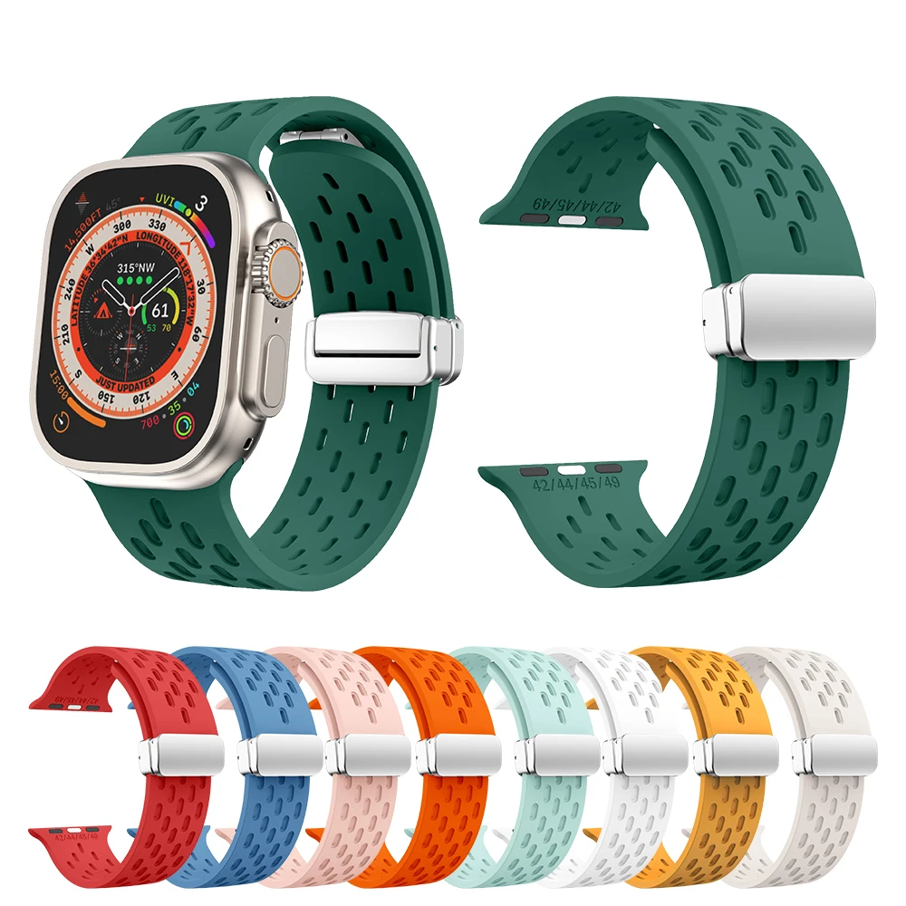 Ремешок спортивный для Apple Watch Ultra 2, браслет соснового зеленого цвета для наручных часов, аксессуары для часов, 42 мм 44 мм 45 мм 49 мм