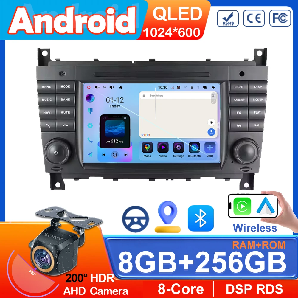 Автомагнитола 2 Din, стерео-экран на Android 11 для Mercedes Benz W203 C200 W463 Sprinter CLK W209 B200 Viano Vito Volkswagen Crafter