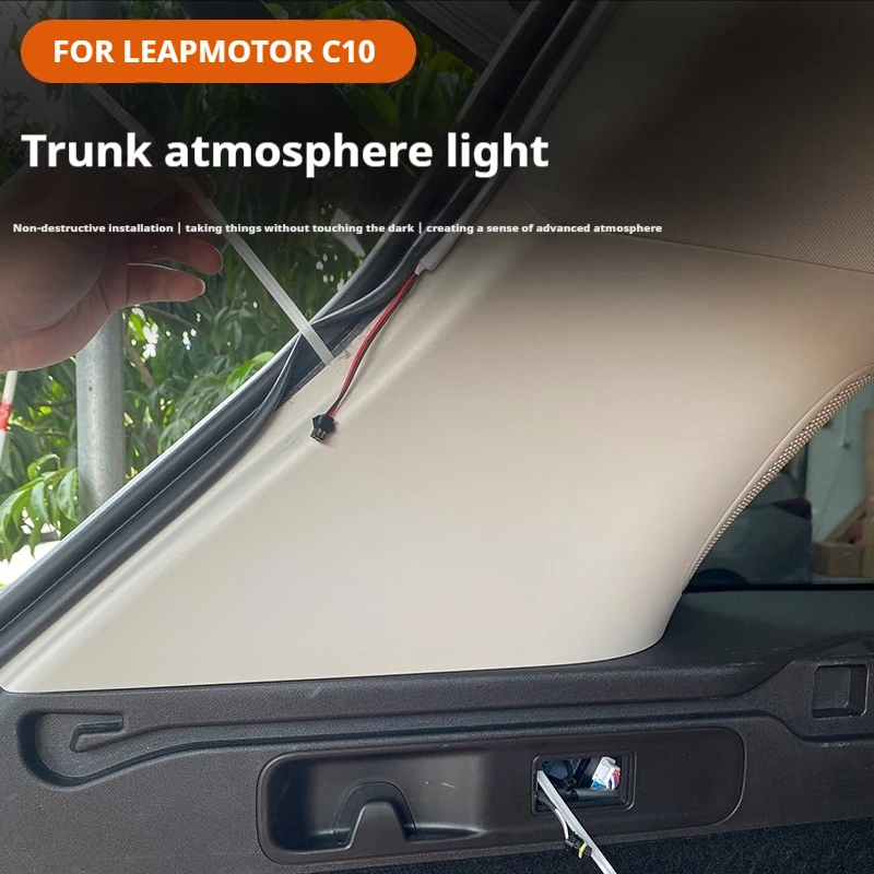 Фото Светодиодный светильник в багажник/багажник для LEAPMOTOR C10/T03/B10, аксессуары 2022-2025, динамический проточный свет, переходник, неразрушающий №5