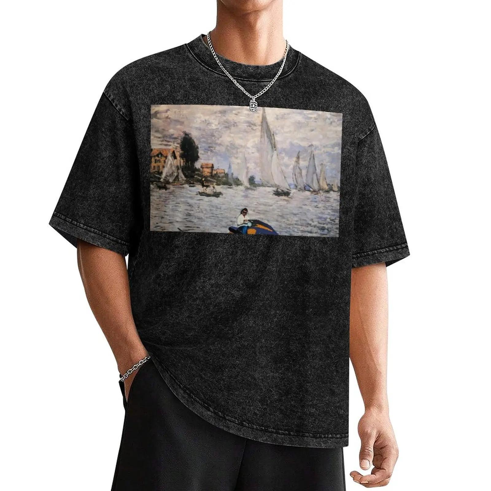 Футболка Kenny Powers Through a Monet, быстросохнущая мужская футболка с синим замком в тяжелом весе