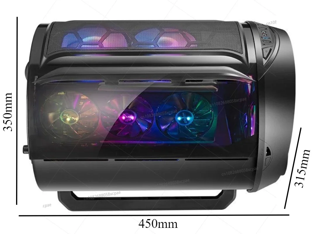 Фото YQD Gaming Розовый корпус Круглый RGB Компьютерный корпус Полностью прозрачная видеокарта M-ATX Вертикальная установка №4