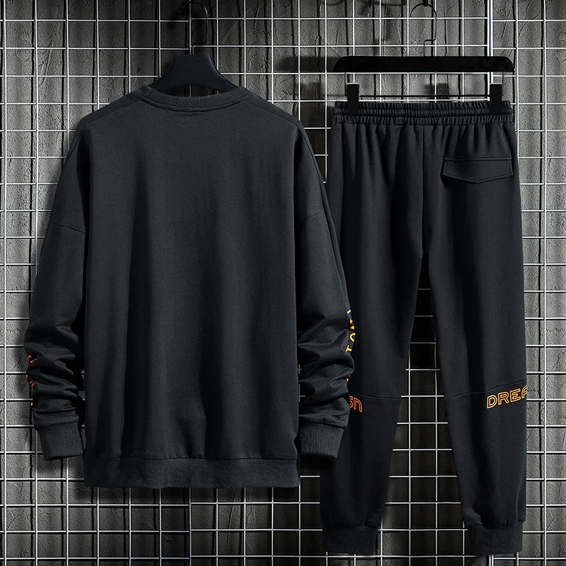 Фото Свитшот Crewneck для мужчин, модель 2022 года, Весенняя Черная Толстовка большого размера с полосками по бокам, мужские свитшоты, стандартный размер №3
